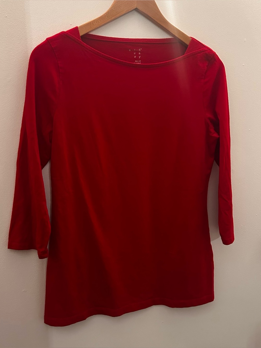 a new day Women's Red Long Sleeve Boatneck Top
